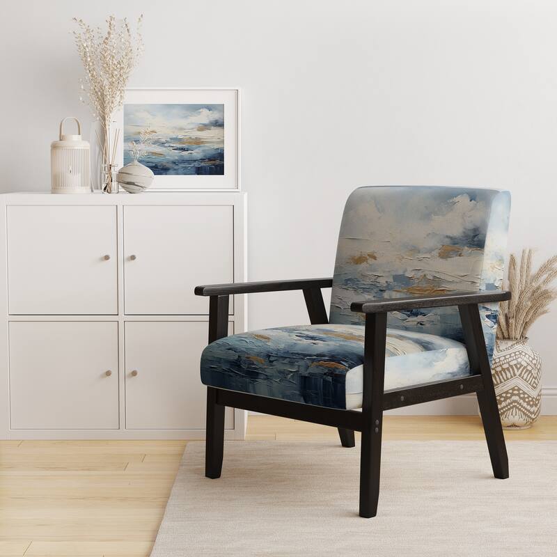 Designart "Beach Scandinavian Solitude III" Upholstered Abstract Accent Chair and Nautical & Coastal Arm Chair - Multiple Color - Arm Chair