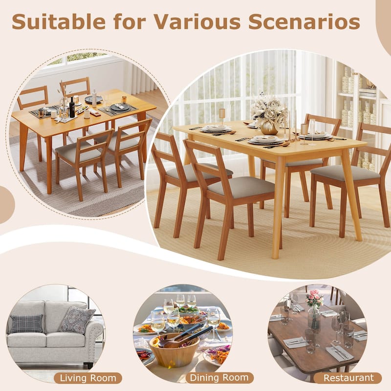 Costway Wooden Dining Chair Set of 2/4 Upholstered Seat & Breathable