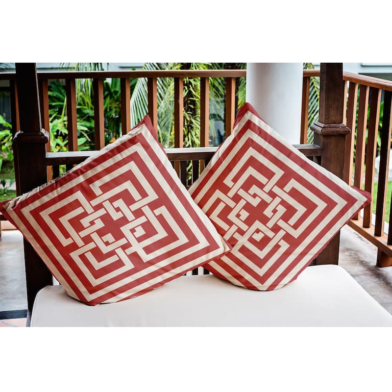 Greek New Key Nautical Indoor/Outdoor Throw Pillow