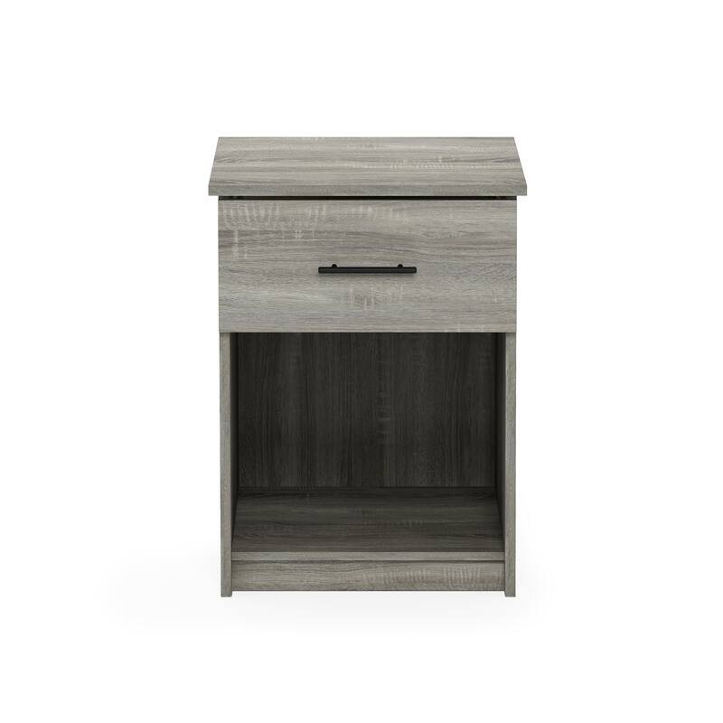 Furinno Tidur Nightstand with Handle with One Drawer - French Oak Grey - 1-Pack