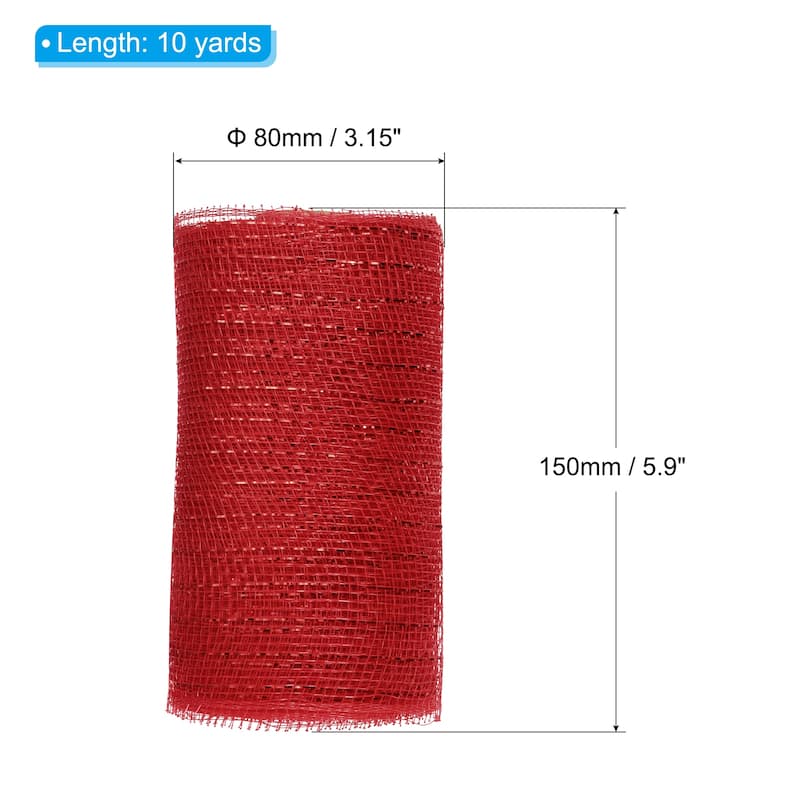 2pcs Decorative Mesh,5.9in x 10 Yd Mesh Ribbon Roll for Christmas Tree - Red