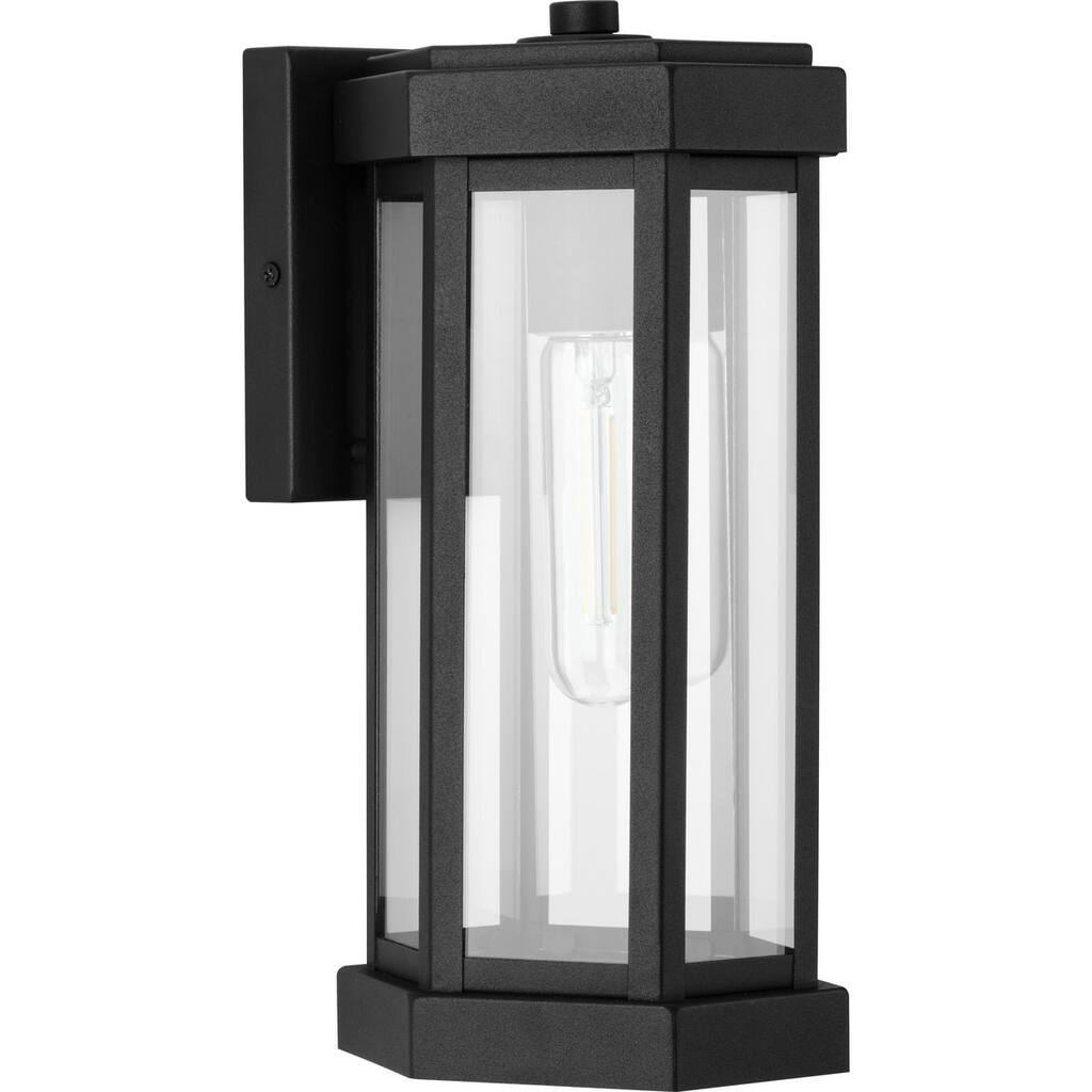 Ramsey Collection Textured Black Modern Farmhouse Outdoor Small Wall Lantern - 6 in x 6 in x 12.5 in