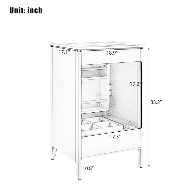 Roomfitters Bathroom Vanity with Sink, Storage Cabinet with Drawer and Adjustable Door Shelf