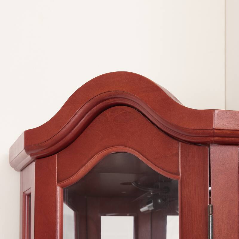 GDFStudio - Storage Corner Curio Cabinet with Lighted Glass Shelves