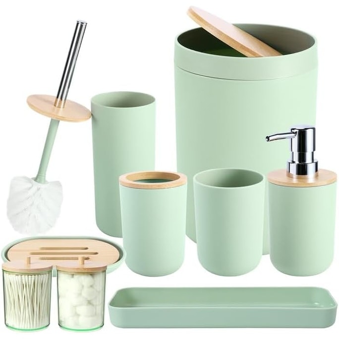 4-Piece Bathroom Accessories Set Spirella Tube Green Stoneware - Bed Bath &  Beyond - 31138078