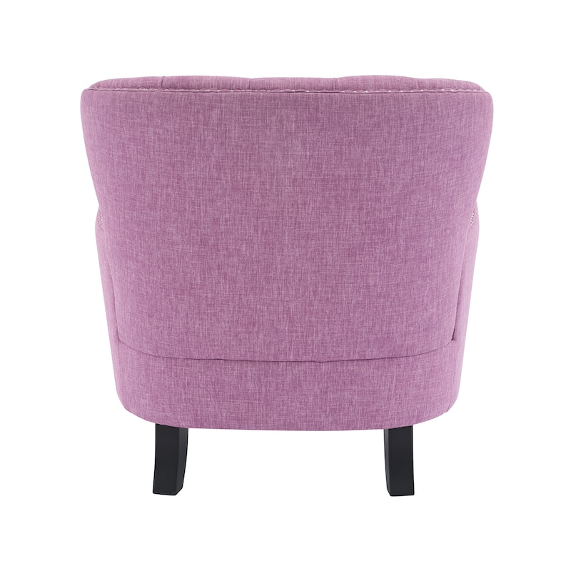 Roomfitters Tufted Accent Lounge Chair with Nailhead Trim, Upholstered Armchair with Solid Wood Legs for Living Room or Bedroom