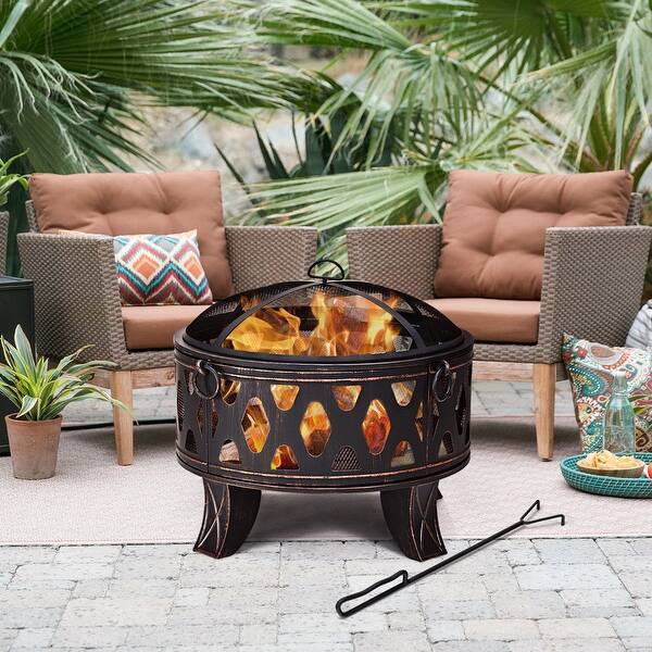 Shop Costway 28 Outdoor Fire Pit Bbq Portable Camping Firepit