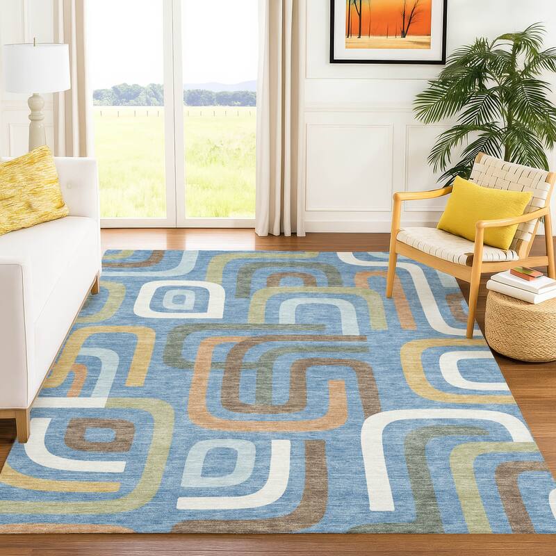 Machine Washable Indoor/ Outdoor Modern Penner Chantille Rug