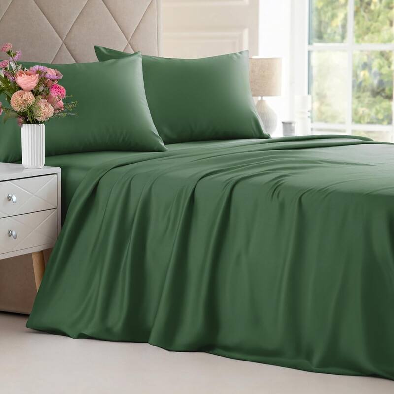 CGK Linens Solid Rayon From Bamboo 4 Piece Deep Pocket Soft Bed Sheet Set