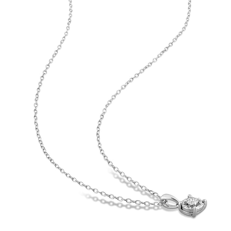 Miadora Sterling Silver Lab Grown Diamond Solitaire Necklace 1/10 to 1ct tw (GH VS1;VS2)