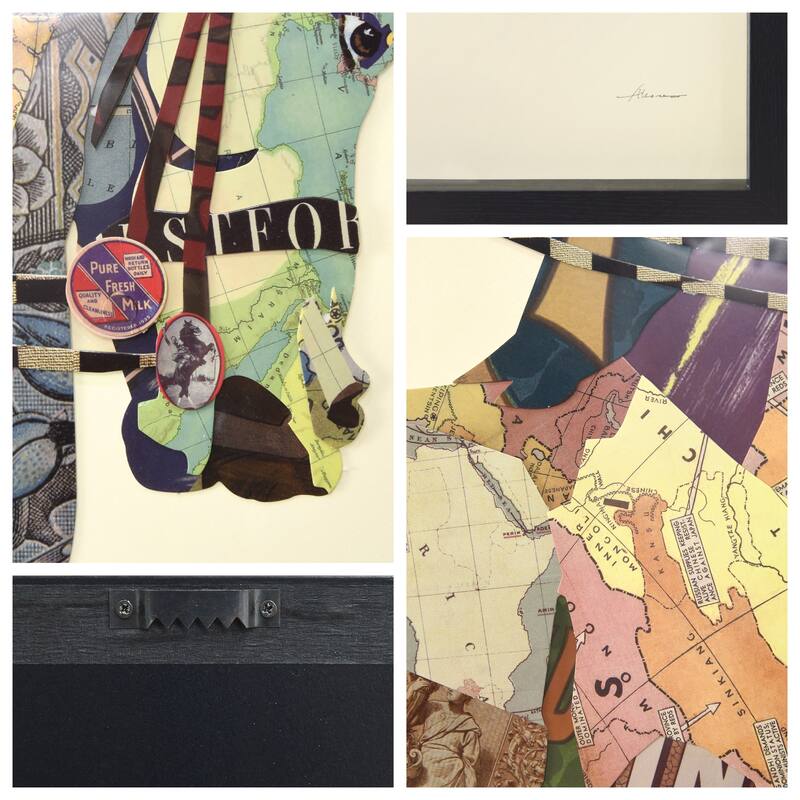 Empire Art "Carousel Horse" Alex Zeng's dimensional collage, under glass & a black shadow box frame