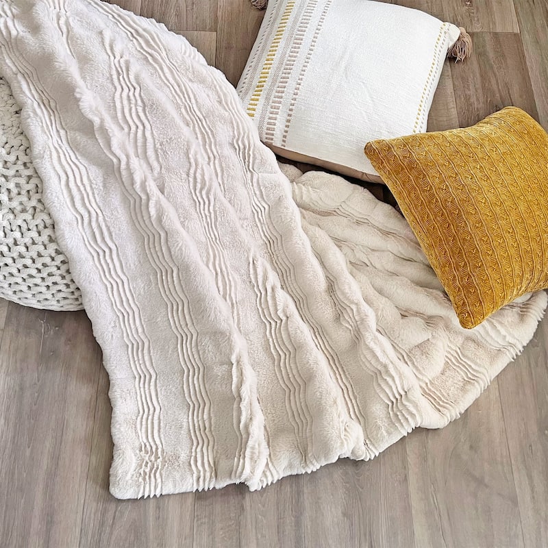 The Mood Ridged FauxFur Throw - Coconut