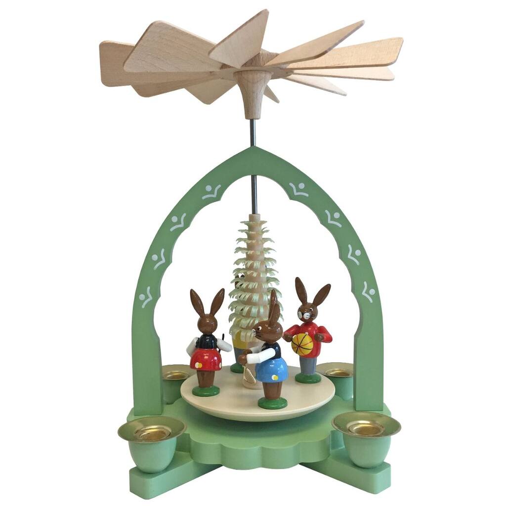 7.25" Richard Glaesser Bunny Children Easter Candle Holder Pyramid