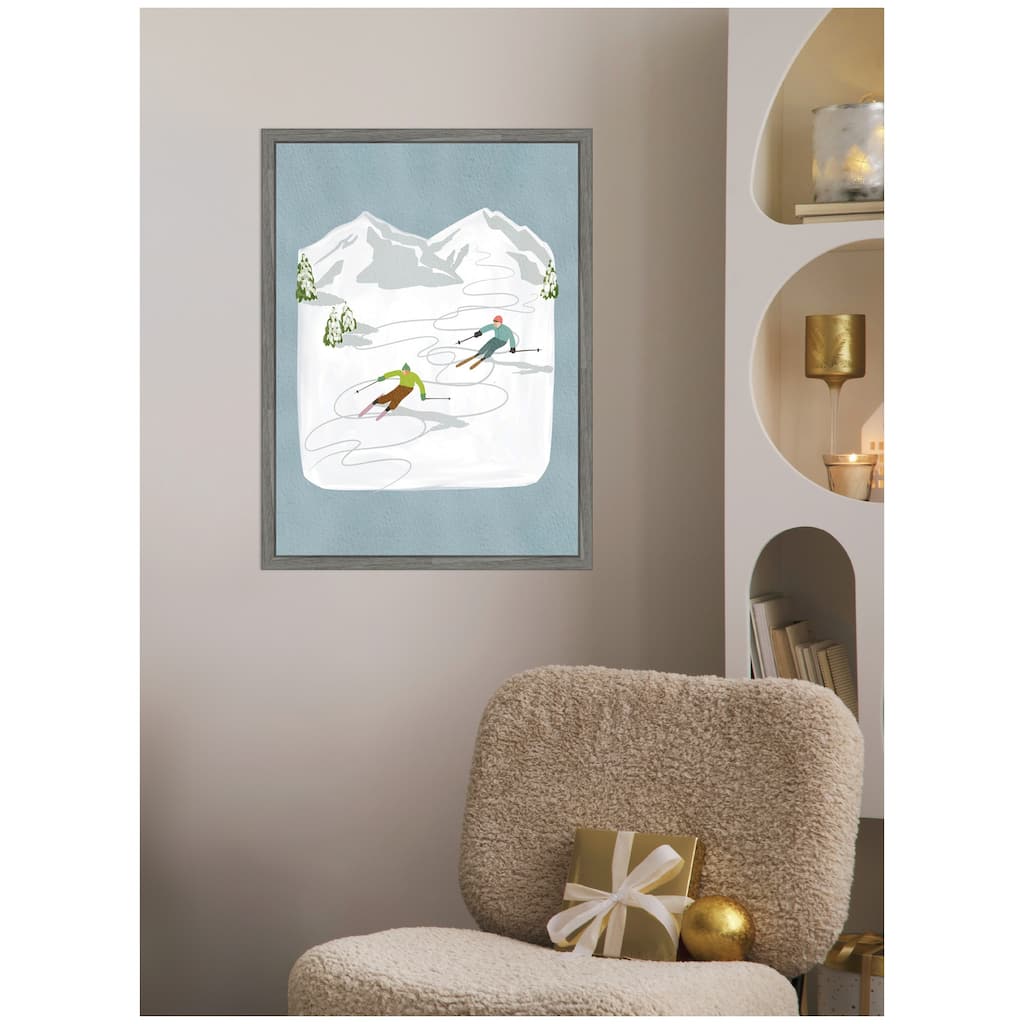 Kate and Laurel Framed Canvas Skiers l by Nikita Jariwala