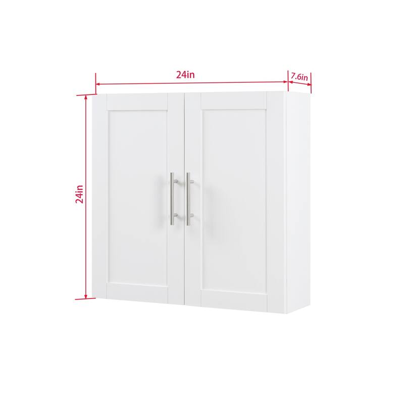 Wood Hanging Cabinet with Doors and Shelves