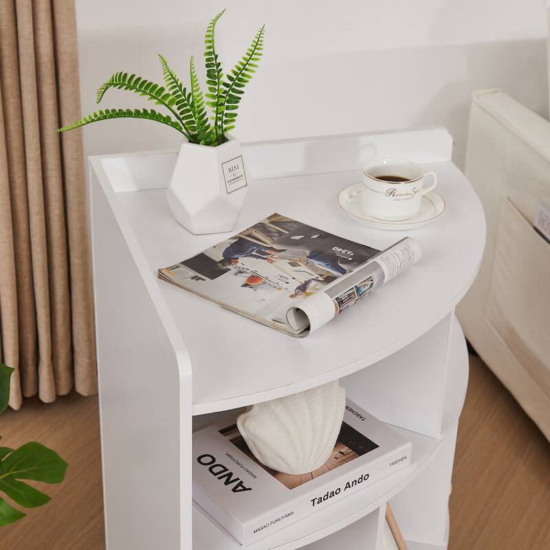 VECELO Corner Cabinet with Charging Station or No Charging Station 3-Tier Bookcase Storage Organizer Triangle Corner Bookcases