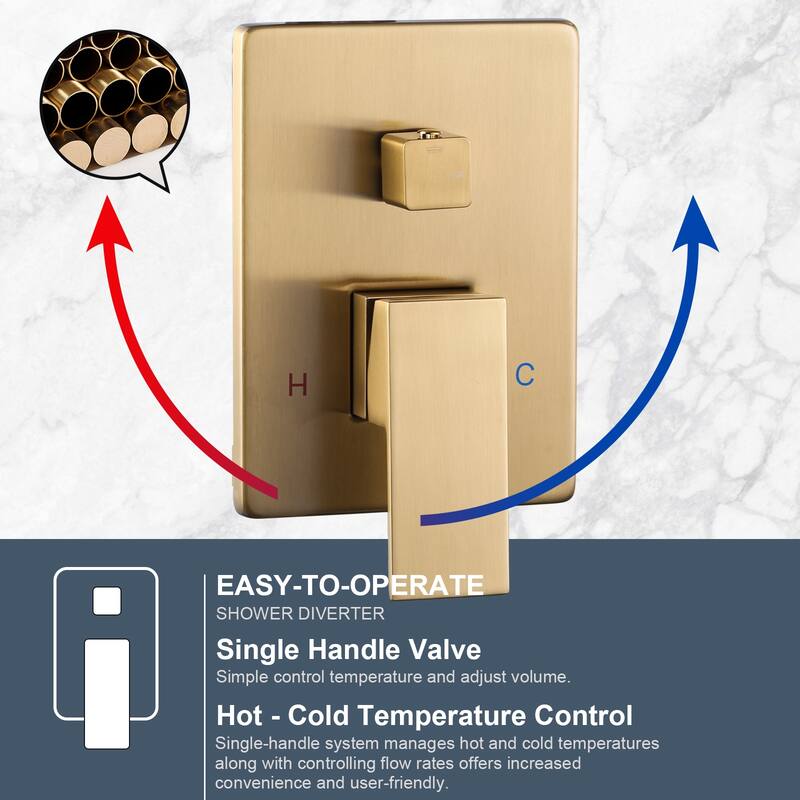 WOWOW 10 in. Square Shower Head 2-Spray Shower Faucet with Single Handle - 10 in.