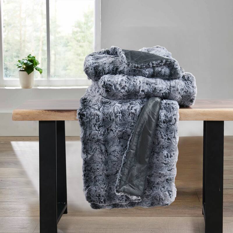 Variegated Warm Plush FauxFur Throw Cozy and Furry Blankets for Sofa