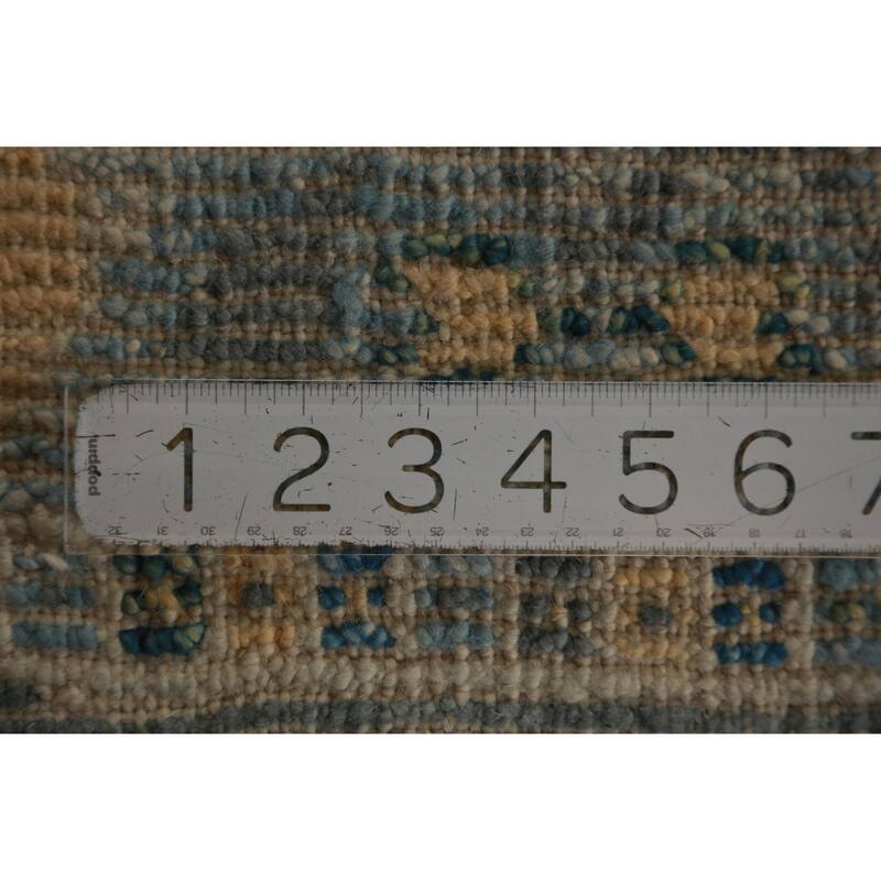 Hand Knotted Oriental 100% Wool Carpet Transitional Geometric Greys & Charcoal Oushak Runner Rug - 15' 0'' X 3' 2''