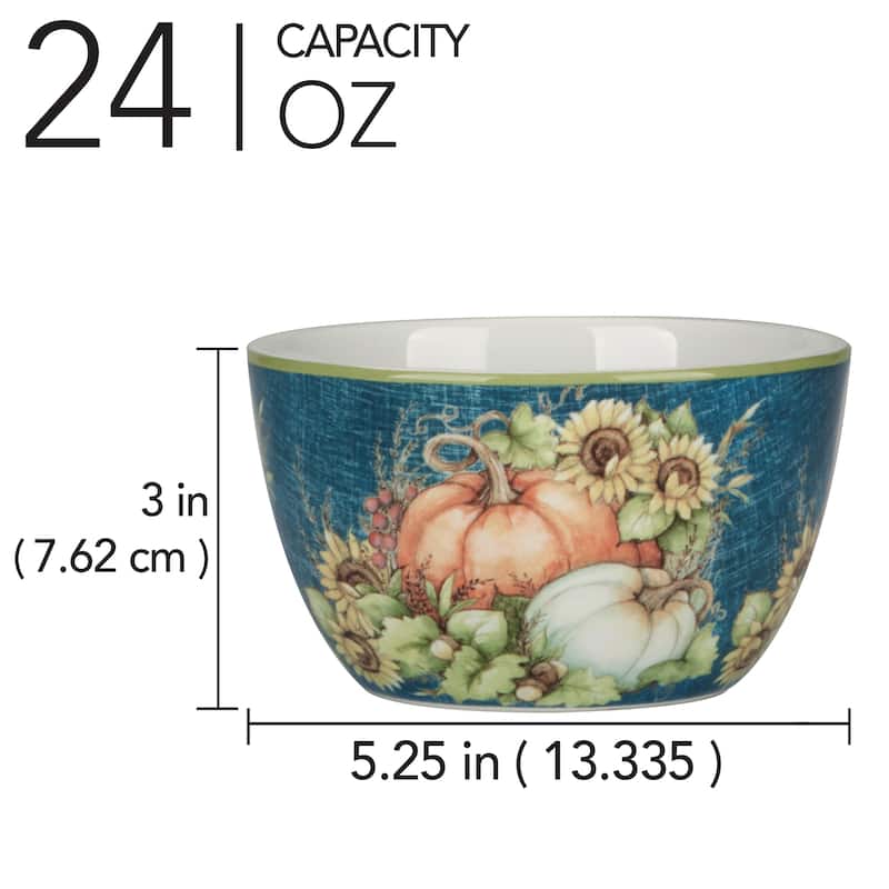 Certified International Autumn Breeze 24 oz. Ice Cream/Dessert Bowls, Set of 4 - 5.25" Diam x 3"