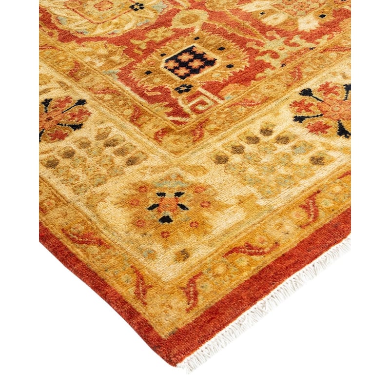 Overton Hand Knotted Wool Vintage Inspired Traditional Ottoman Red Area Rug - 4' 7" x 5' 10"