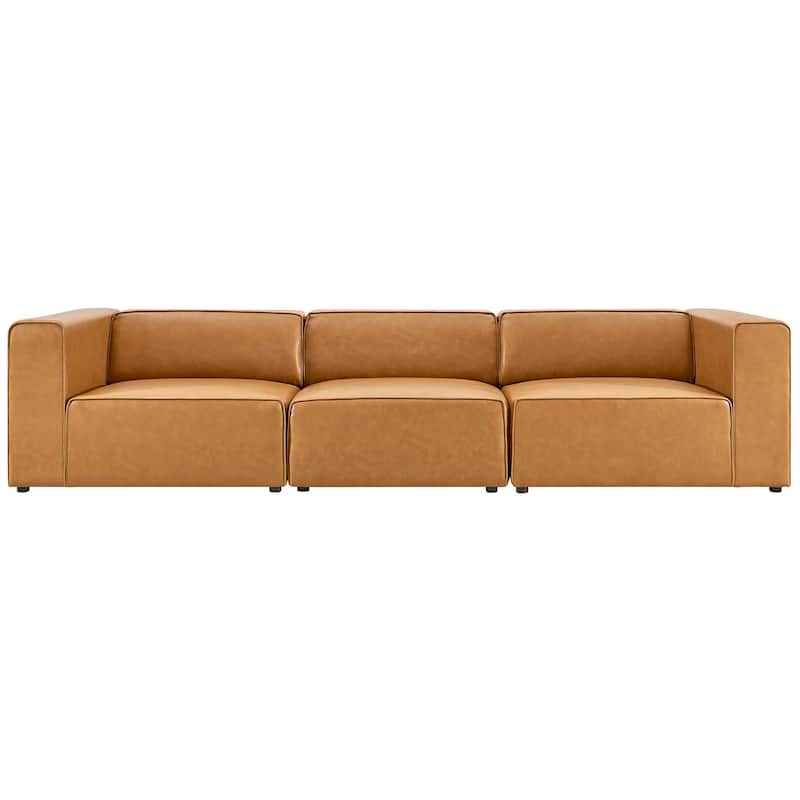 Mingle Vegan Leather 3-Piece Sectional Sofa - Tan