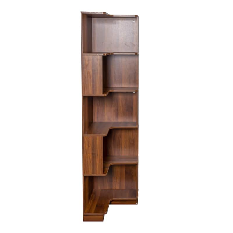 5-Tier Corner Bookshelf, Freestanding L-Shaped Bookcase with Baffle, Space-Saving Display Shelf for Bedroom, Living Room, Office