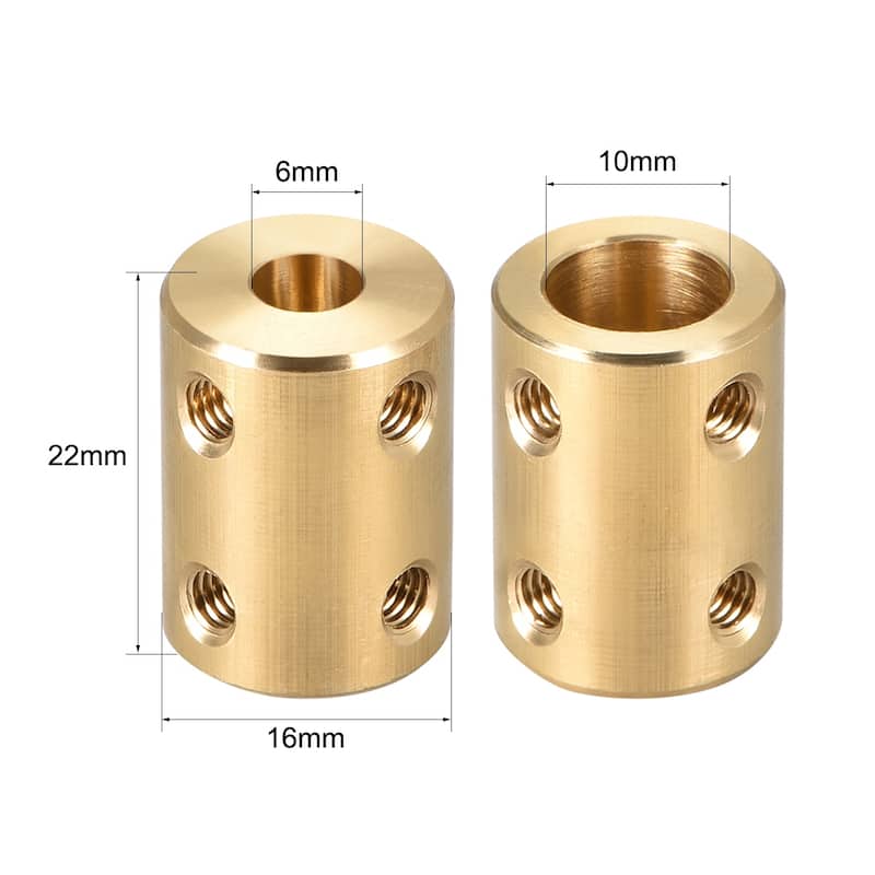 Shaft Coupling 6mm to 10mm L22xD16 Robot Motor Rigid Coupler Gold Tone - Gold Tone - 6mm to 10mm