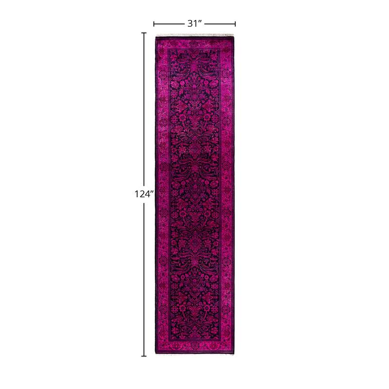 Contemporary Overdyed Wool Hand Knotted Runner - 2' 7" x 10' 4"