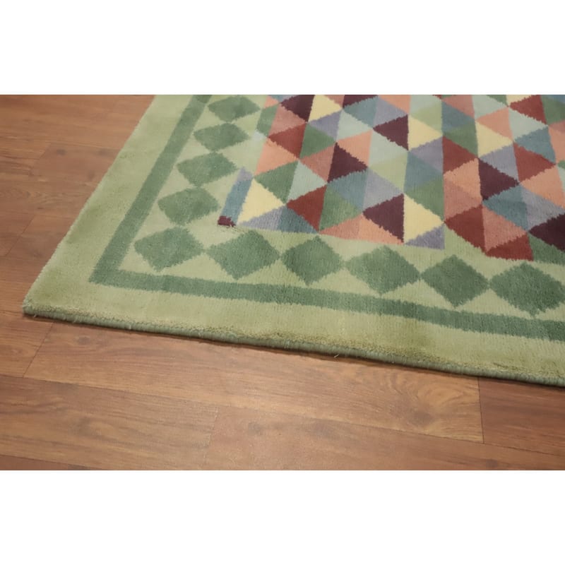 Hand-knotted Tribal Wool Multi-Colored Geometric Oriental Area Rug - 8' 9'' X 6' 0''
