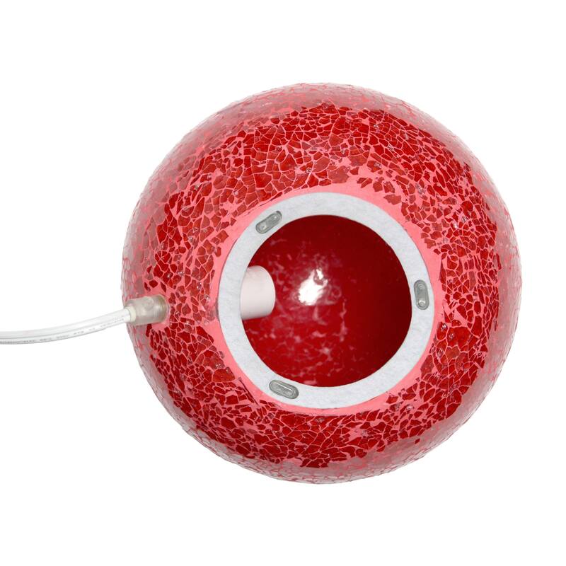 Cracked Patchwork Handcrafted Ceramic Dome Table Lamp - 8" - Red