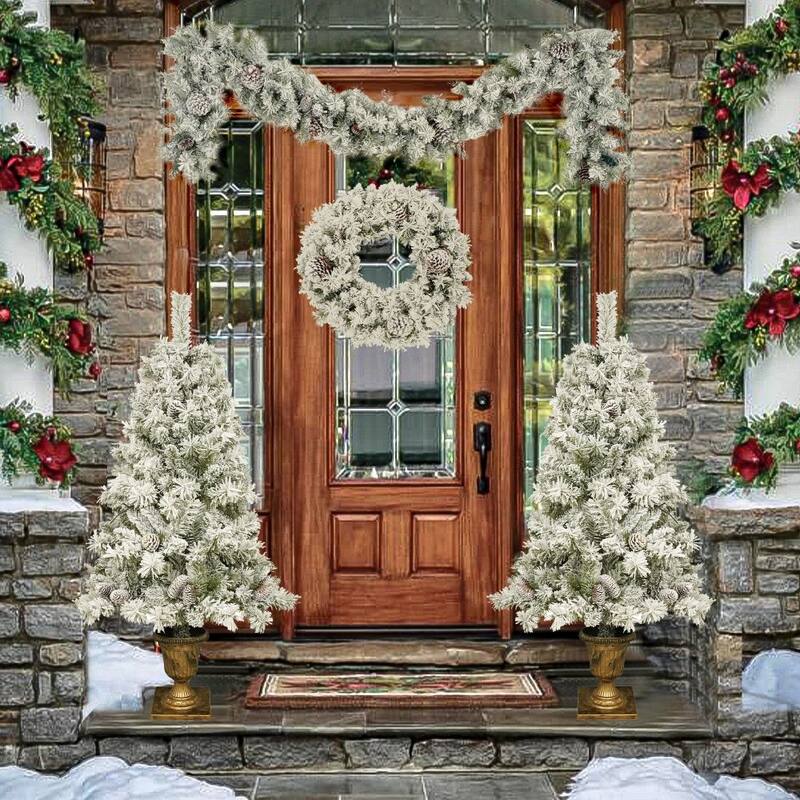 Pre-lit Xmas Tree Christmas Tree Artificial Christmas 4-Piece Set with LED Lights - 4-Piece Set - 4-Piece Set
