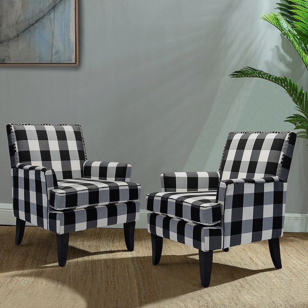 Black plaid accent chair deals