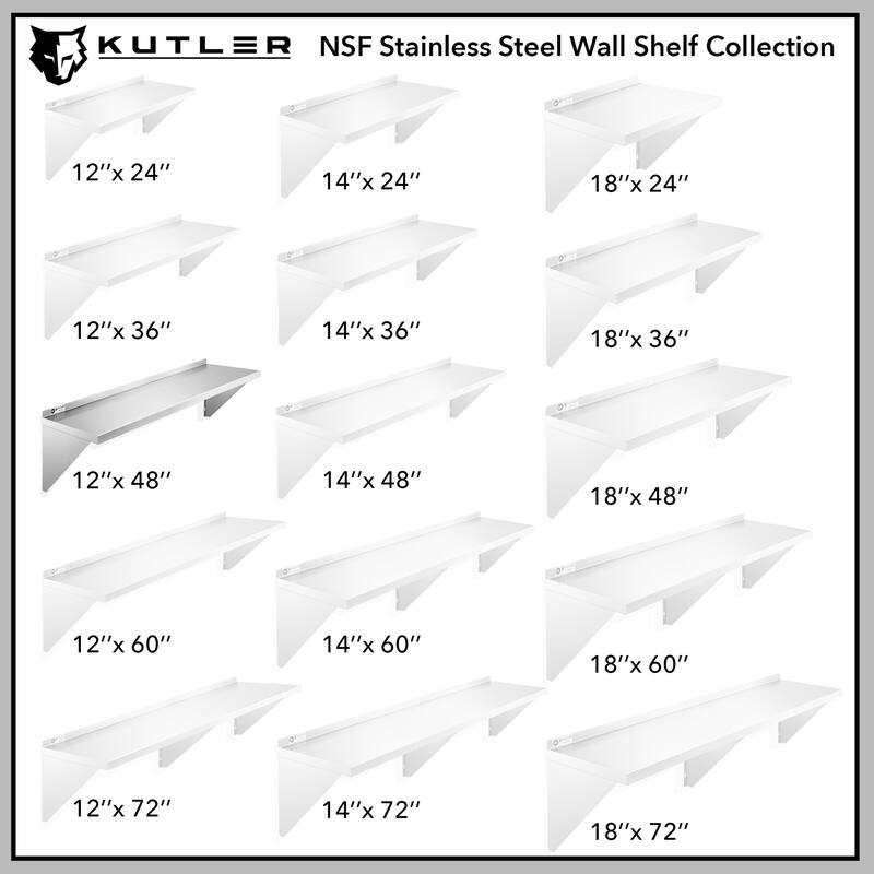 Stainless Steel Shelf NSF Commercial Kitchen Wall Shelving