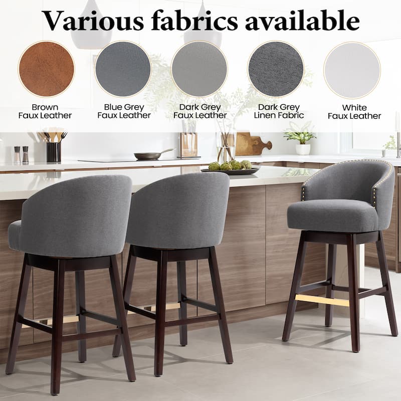 Pellebant 26.4''/31.9"H Height Solid Wood Swivel Indoor Bar Stools