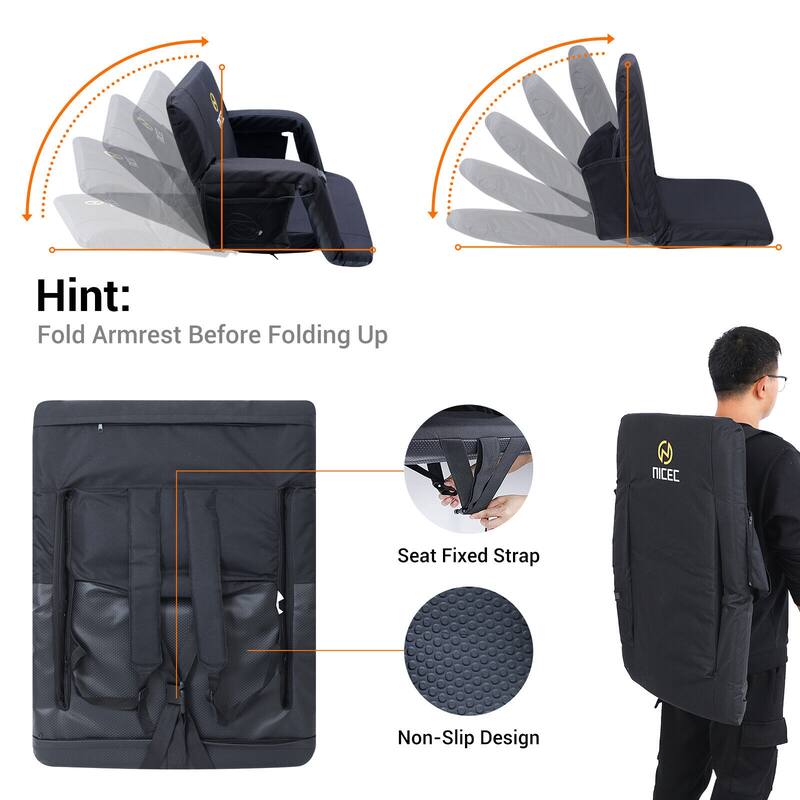 Heated Massage Stadium Seats, Floor Chair, Bleacher Chairs, Reclining Waterproof Cushion