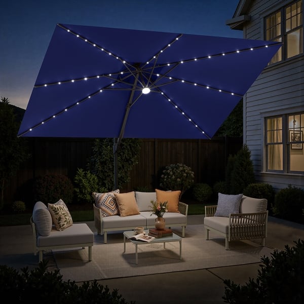12 ft patio umbrella with led lights 9 x 12 FT Outdoor Square Double Top Solar Powered LED Patio Cantilever  Umbrella - On Sale - Bed Bath & Beyond