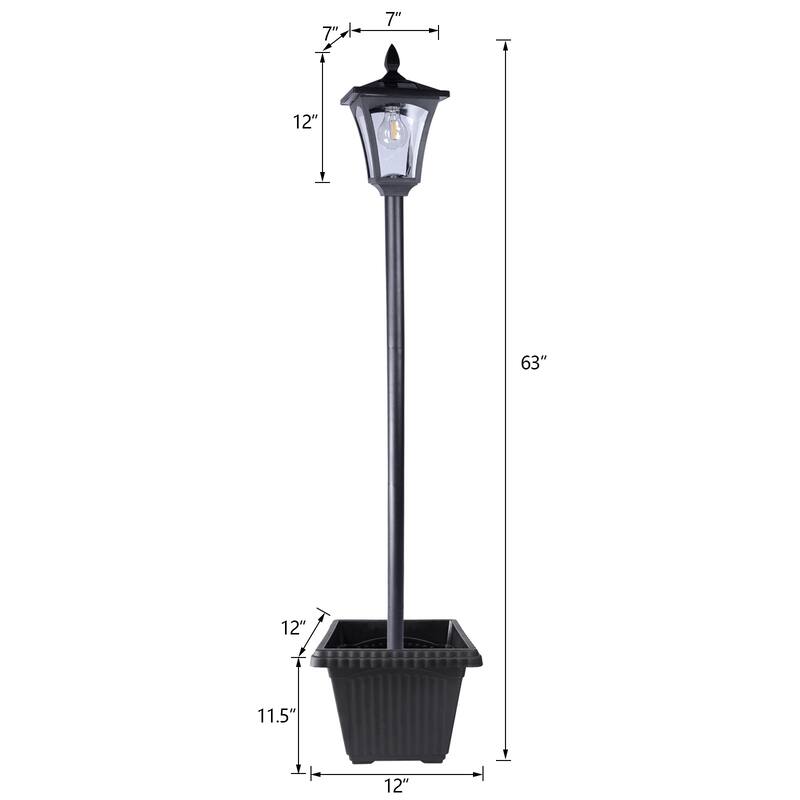 Solar Powered Lamp Post Lights Outdoor Garden Vintage Street Lighting - 63" Height