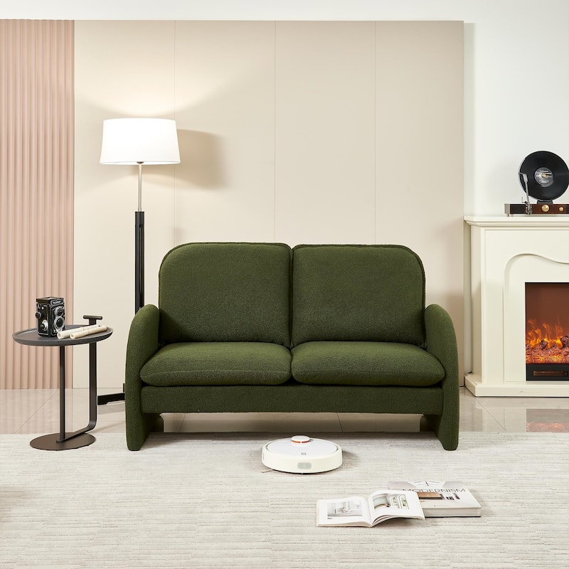 Loveseat Sofa Small Couch for Living Room,Sherpa Fabric Upholstered Loveseat Sofa Couch,Small Loveseat Sofa
