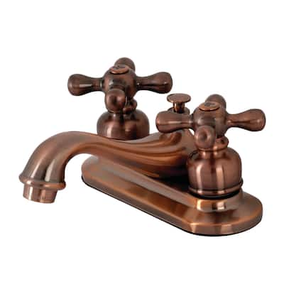 Restoration Two-Handle 3-Hole Deck Mount 4 in. Centerset Bathroom Faucet in Antique Copper