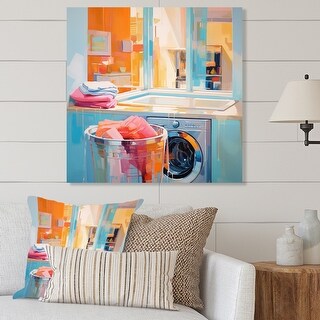 Designart "Laundry Abstract Reflections I" Bath & Laundry Metal Wall ...