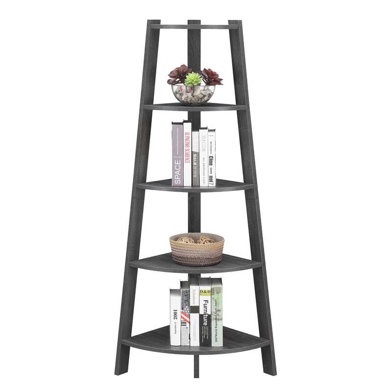 Convenience Concepts Newport 5 Tier Wide Corner Bookcase