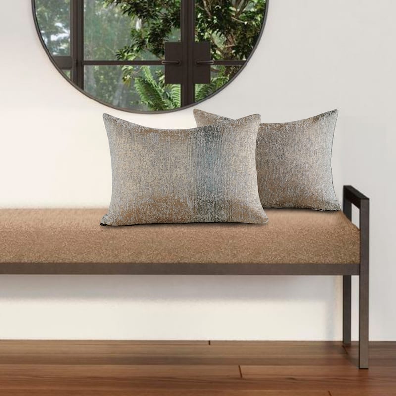 2-Piece Jacquard Chenille Zippered Lumbar Pillow Cover Set