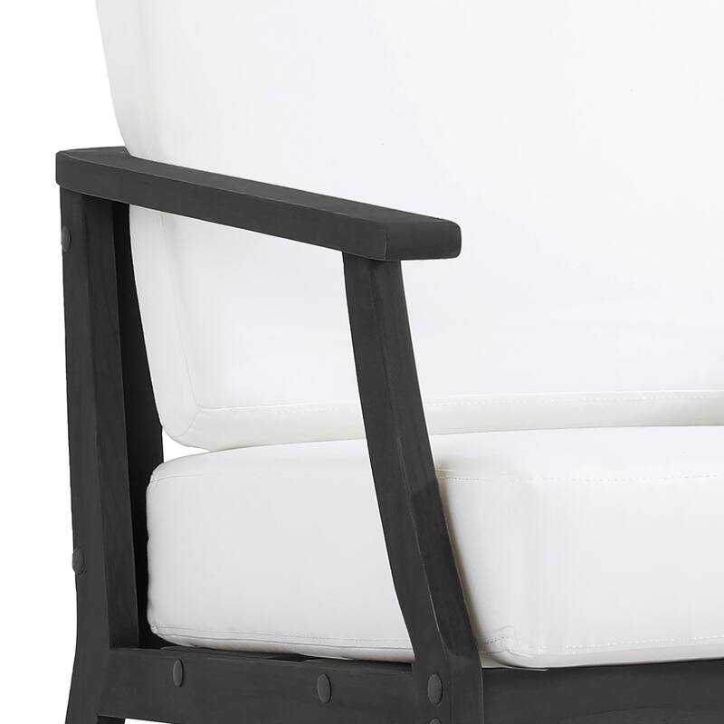 2 Set Patio Teak Wood Outdoor Chair and Side Table Set with Cushions