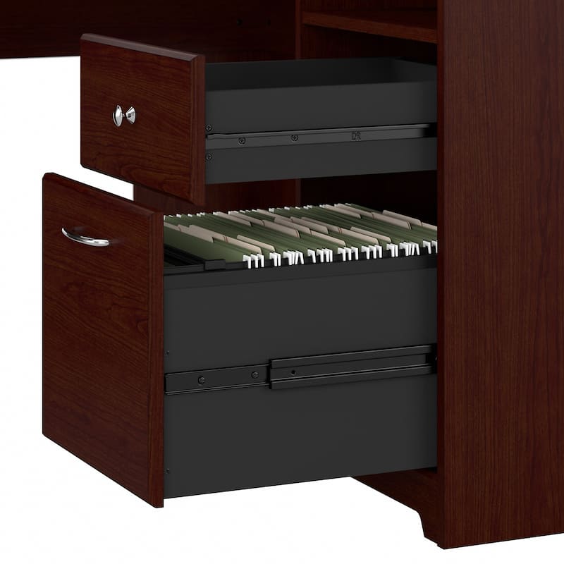 Cabot 60W L-Desk with Hutch and 5 Shelf Bookcase by Bush Furniture