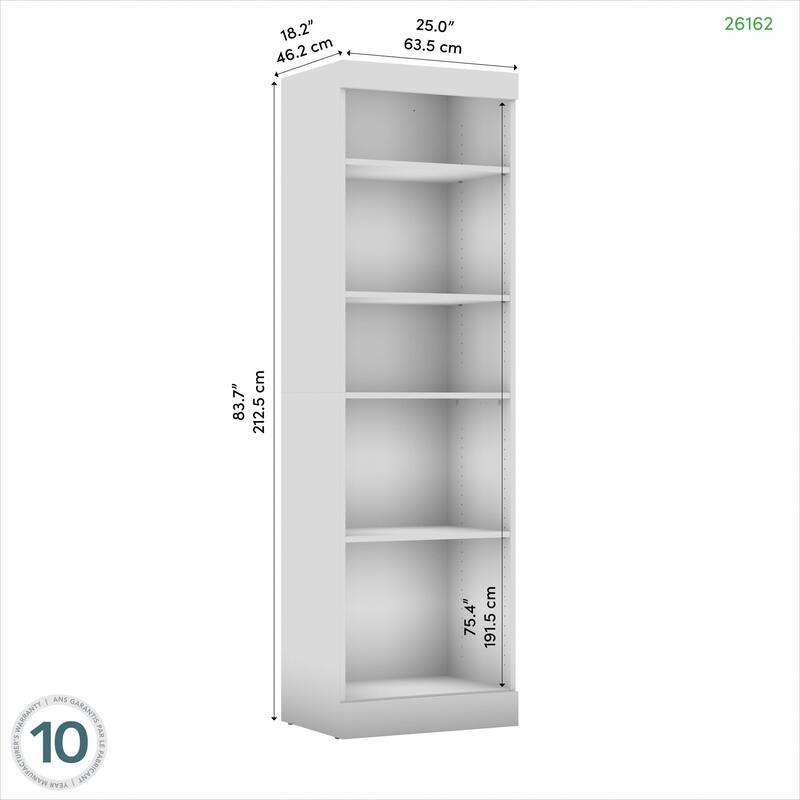 Pur 25W Closet Organizer, Tall Narrow Shelving Unit by Bestar - Rustic Brown