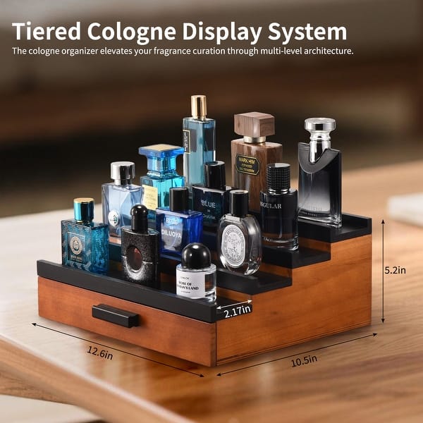 Perfume Organizer for Men Wood Display Stand with Velvet Drawer - Bed Bath & Beyond