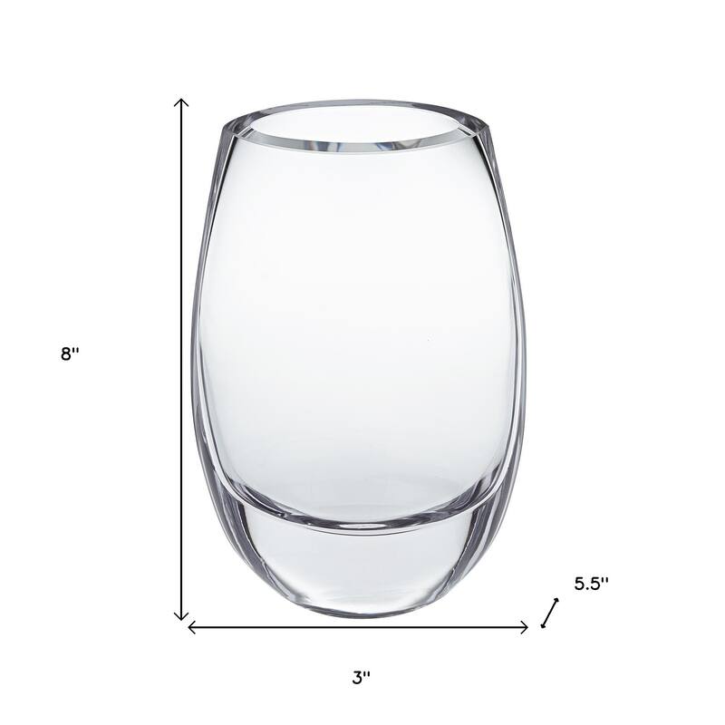 HomeRoots 8" Clear Cylinder Crystal Glass Table Vase
