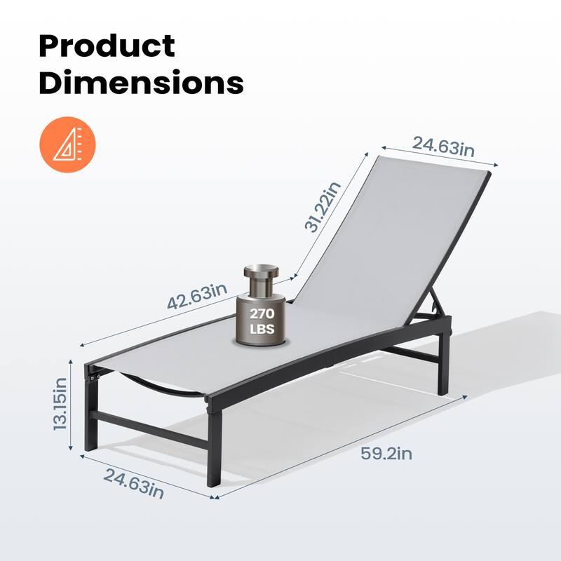 Outdoor Patio Adjustable Chaise Lounge Chair