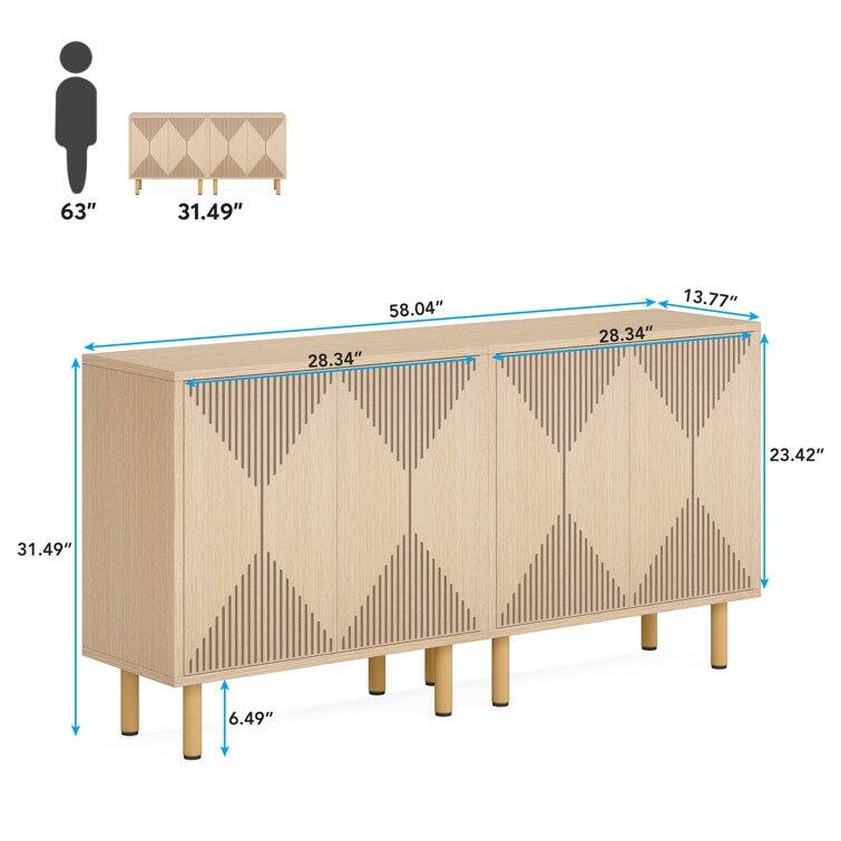 White Sideboard Buffet Set, Modern Sideboard Storage Cabinet with Door